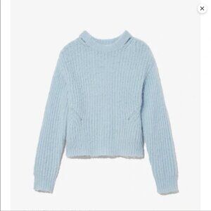 Proenza Schouler Baby Blue Cropped Alpaca Sweater w/ Cut-Outs (Small)